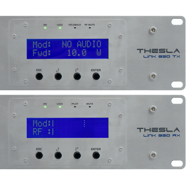THESLA LINK TX RX BIQUAD POWERED BY RVR display ligado